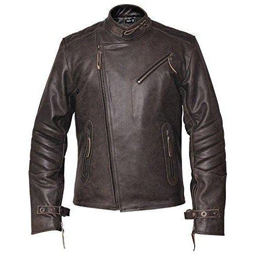 Mens Distressed Grey David Beckham Kendal Leather Jacket