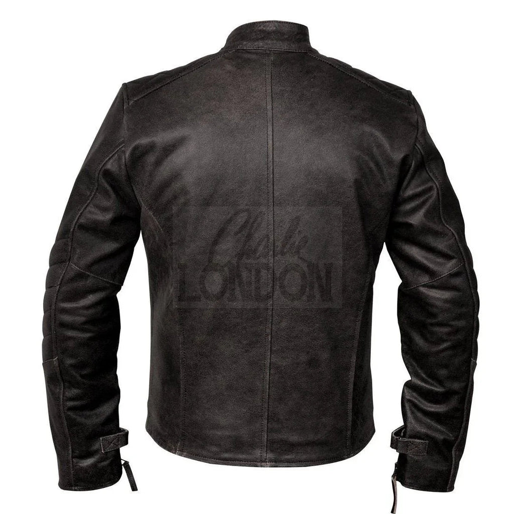 Mens Distressed Grey David Beckham Kendal Leather Jacket
