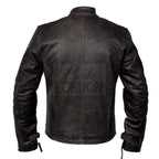Mens Distressed Grey David Beckham Kendal Leather Jacket