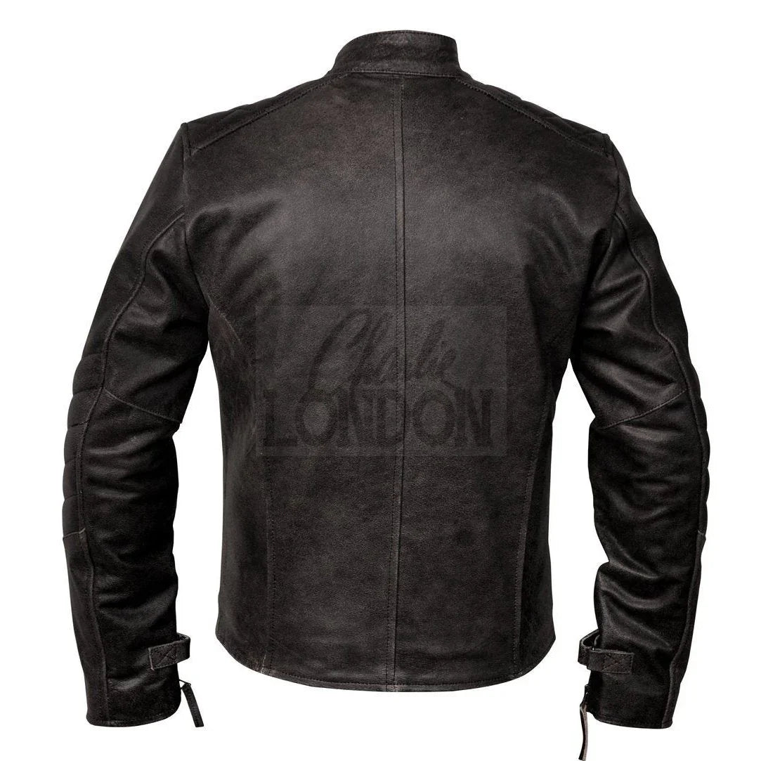 Mens Distressed Grey David Beckham Kendal Leather Jacket
