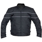 Mens Flaming Skull Armored Black Textile Motorcycle Biker Jacket