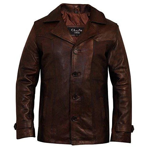 Men's Heist Antique Vintage Brown Leather Jacket