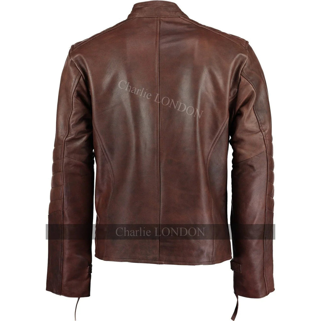 Mens Kendal Vintage Brown David Beckham Leather Jacket