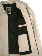 Men's Beige Real Leather Harrington Jacket