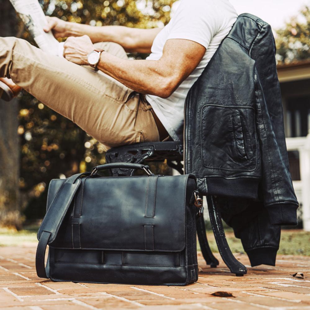 Maverick Leather Bomber Jacket | Vintage Black