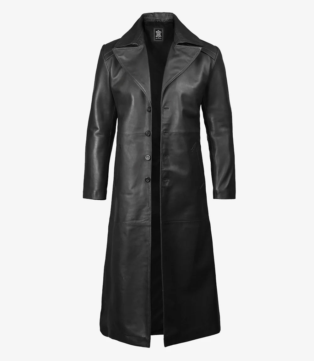 Jackson Men's Black Leather Long Duster Coat