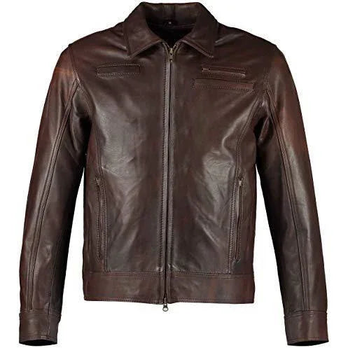 Mens Looper Vintage Brown Joseph Gordon-Levitt Leather Jacket
