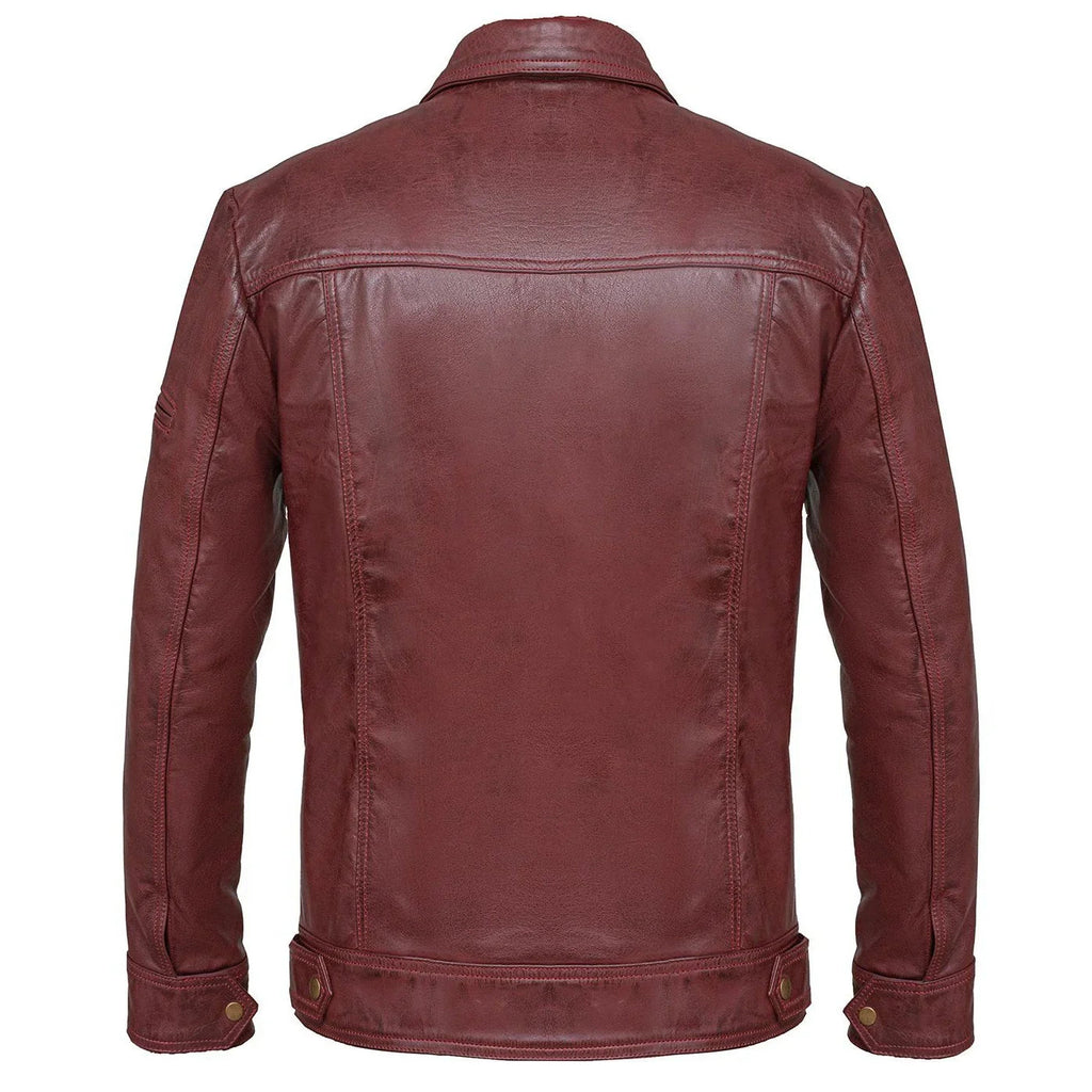 Men's Lynch Vintage Red Wine Leather Jacket