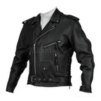 Mens Marlon Brando Black Biker Motorcycle Armoured Jacket Terminator Style