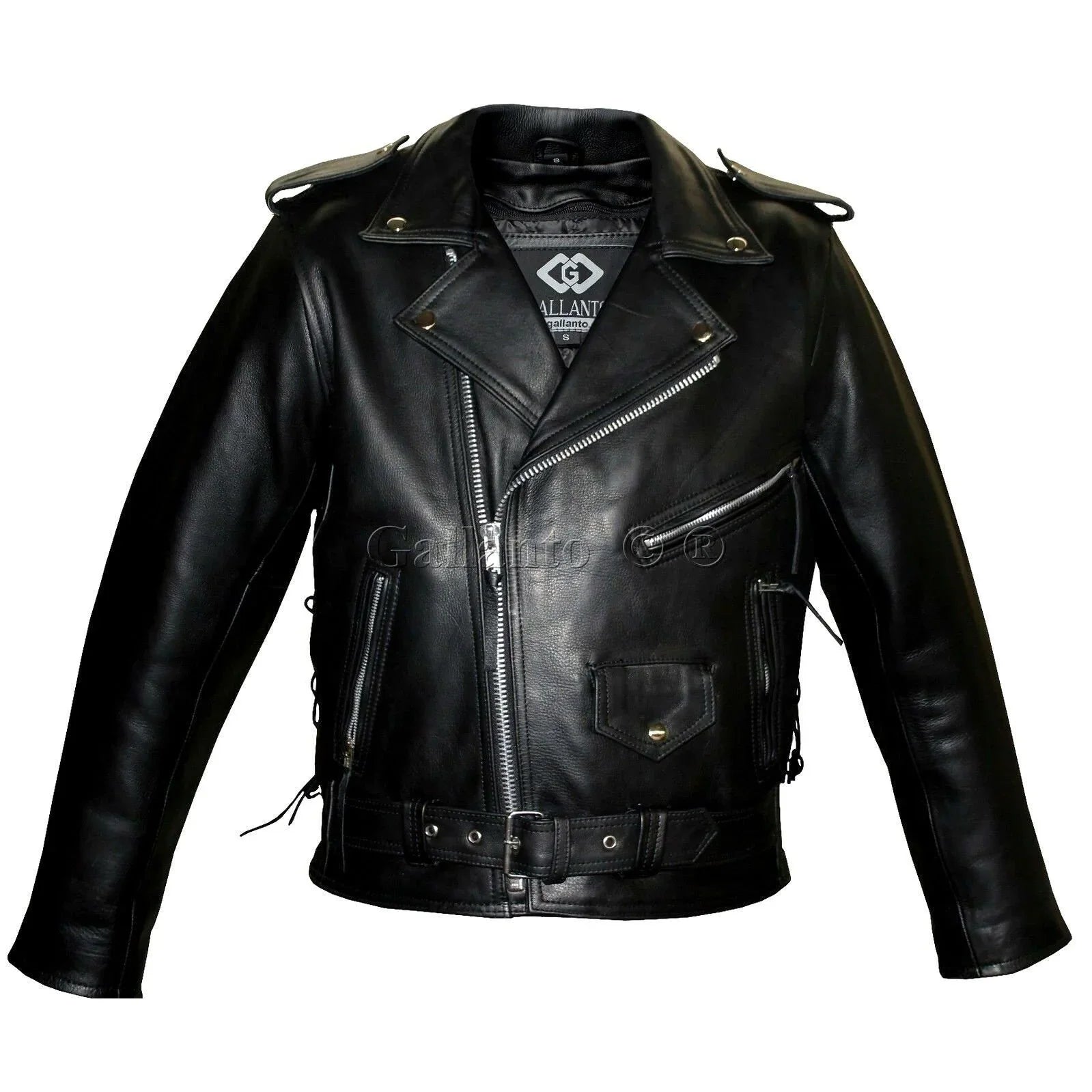Mens Marlon Brando Black Biker Motorcycle Armoured Jacket Terminator Style