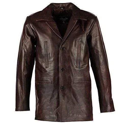 Men's Max Payne Vintage Brown Leather Jacket Coat