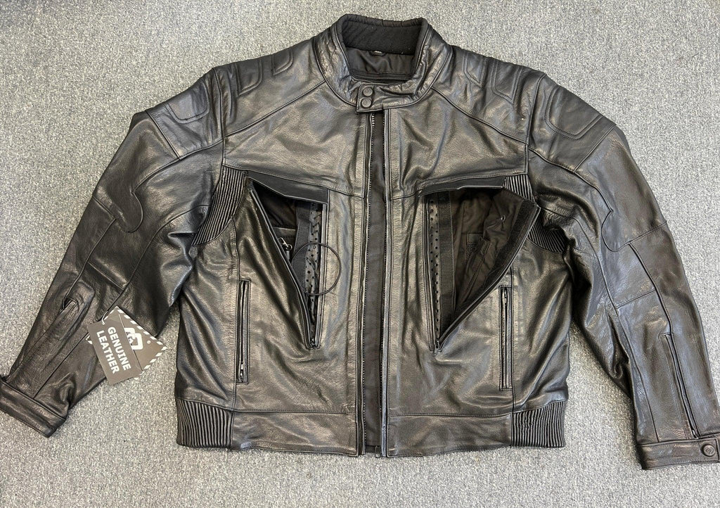 Men's Naked Cowhide Heavy Leather Advanced Biker Jacket 5XL