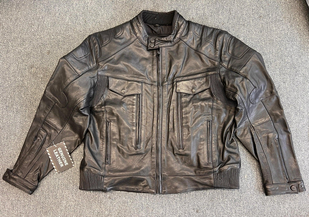 Men's Naked Cowhide Heavy Leather Advanced Biker Jacket 5XL