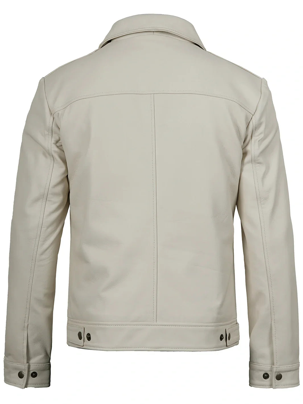 Men Off White Real Leather Harrington Jacket
