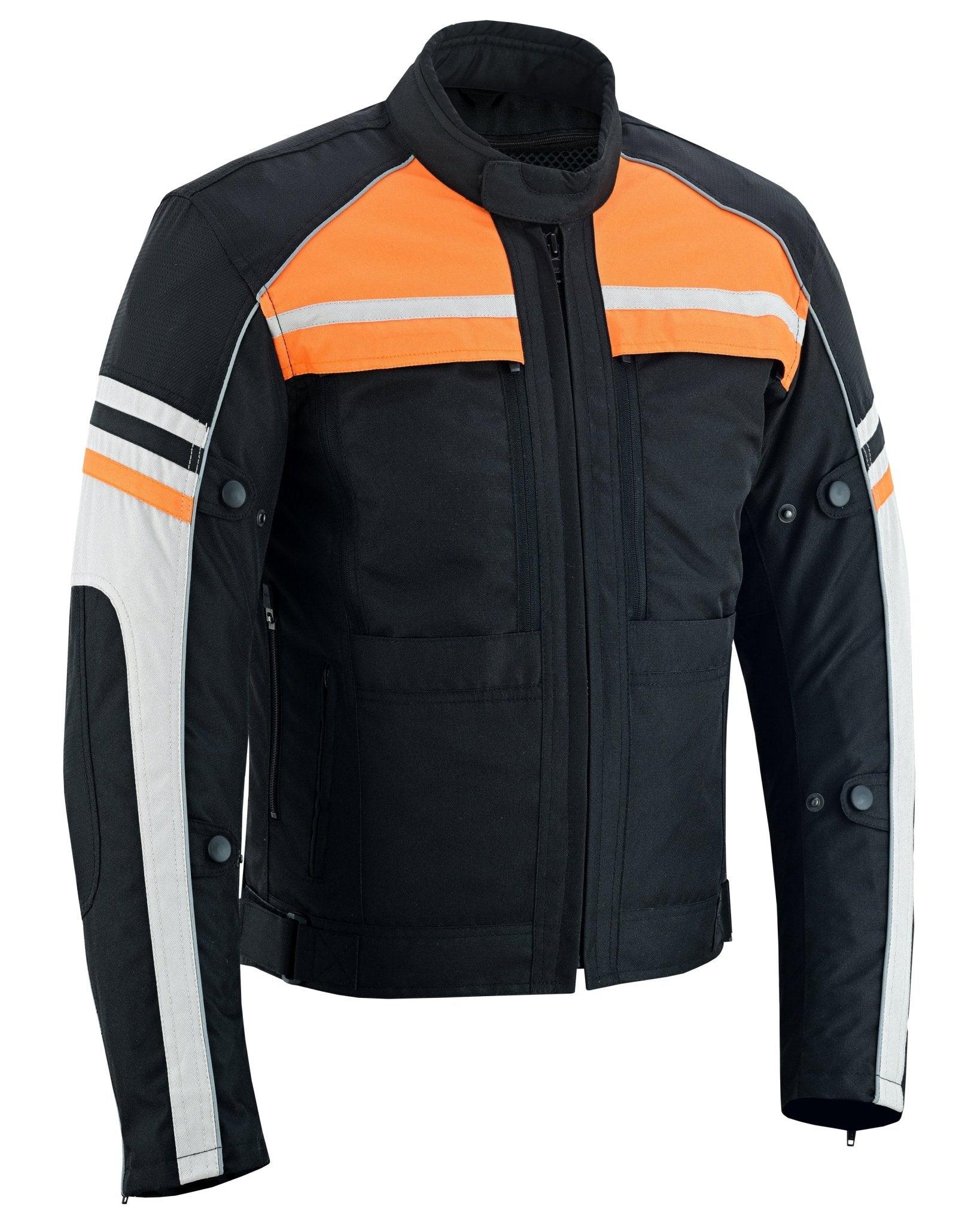 Mens Orange Black Grey Vented Textile Biker Riding Amoured Jacket HD Cool Summer All Season