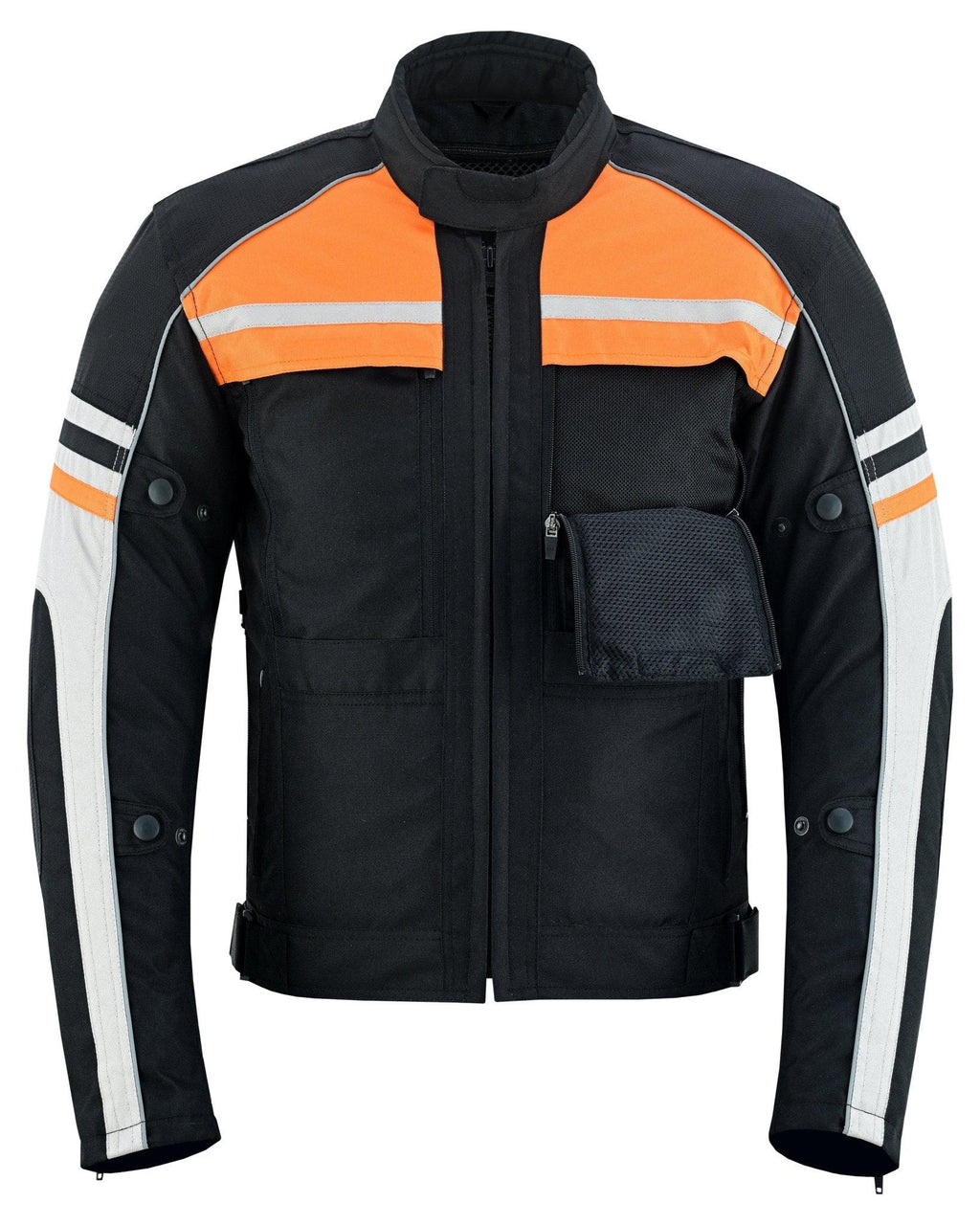 Mens Orange Black Grey Vented Textile Biker Riding Amoured Jacket HD Cool Summer All Season