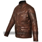 Men's Premium Brown Benjamin Button Long Leather Jacket