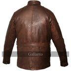 Men's Premium Brown Benjamin Button Long Leather Jacket