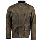 Men's Premium Brown Benjamin Button Long Leather Jacket