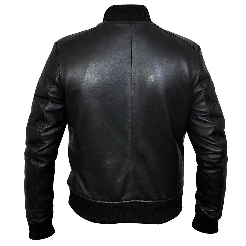 Mens Sand Style Bomber Leather Jacket