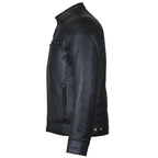 Men's Slim Fit Sword Cafe Racer Black Soft Leather Jacket