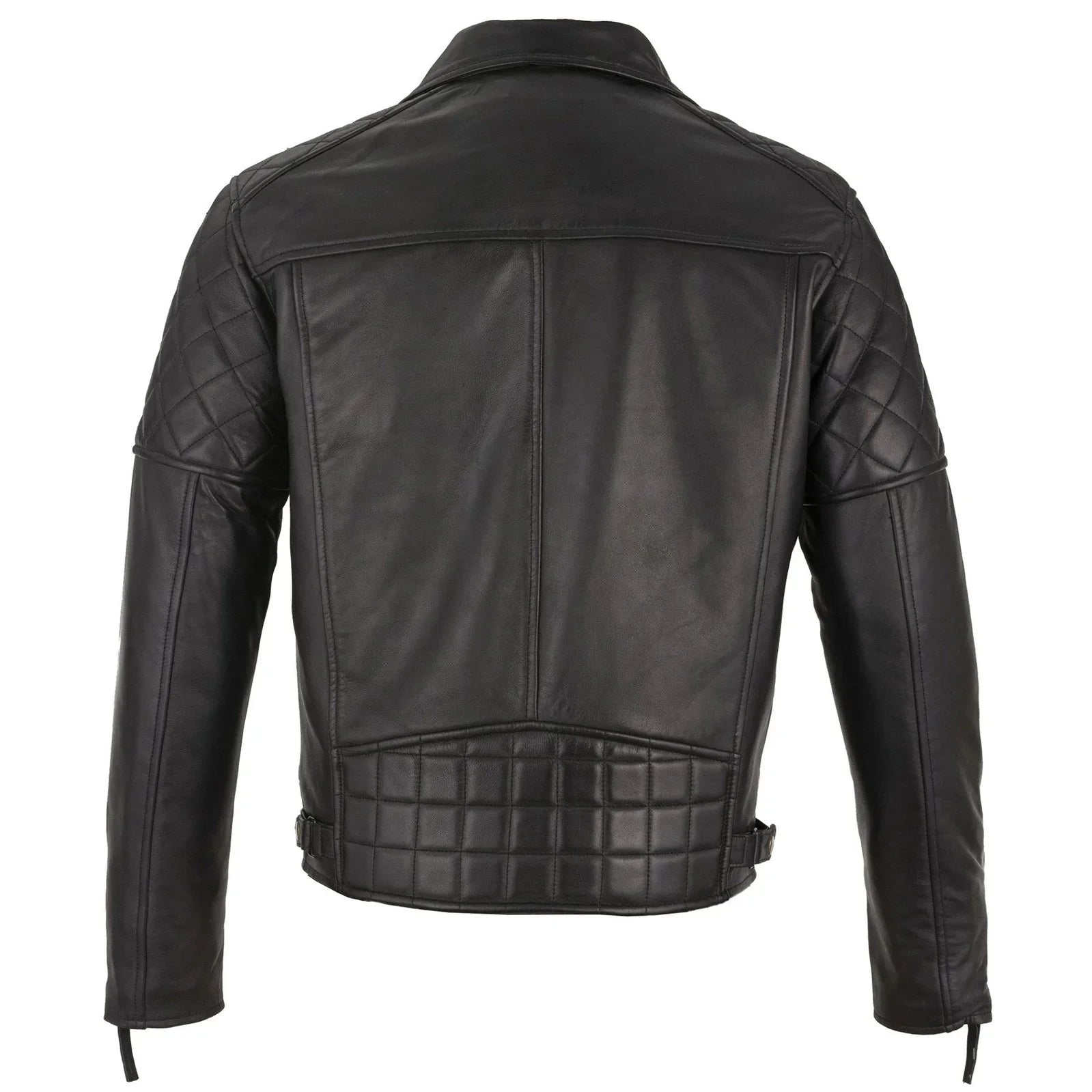 Mens Soltau Diamond Biker Style Black Leather Jacket