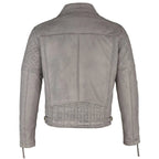 Mens Soltau Diamond Biker Style Grey Leather Jacket