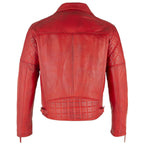 Mens Soltau Diamond Biker Style Red Leather Jacket