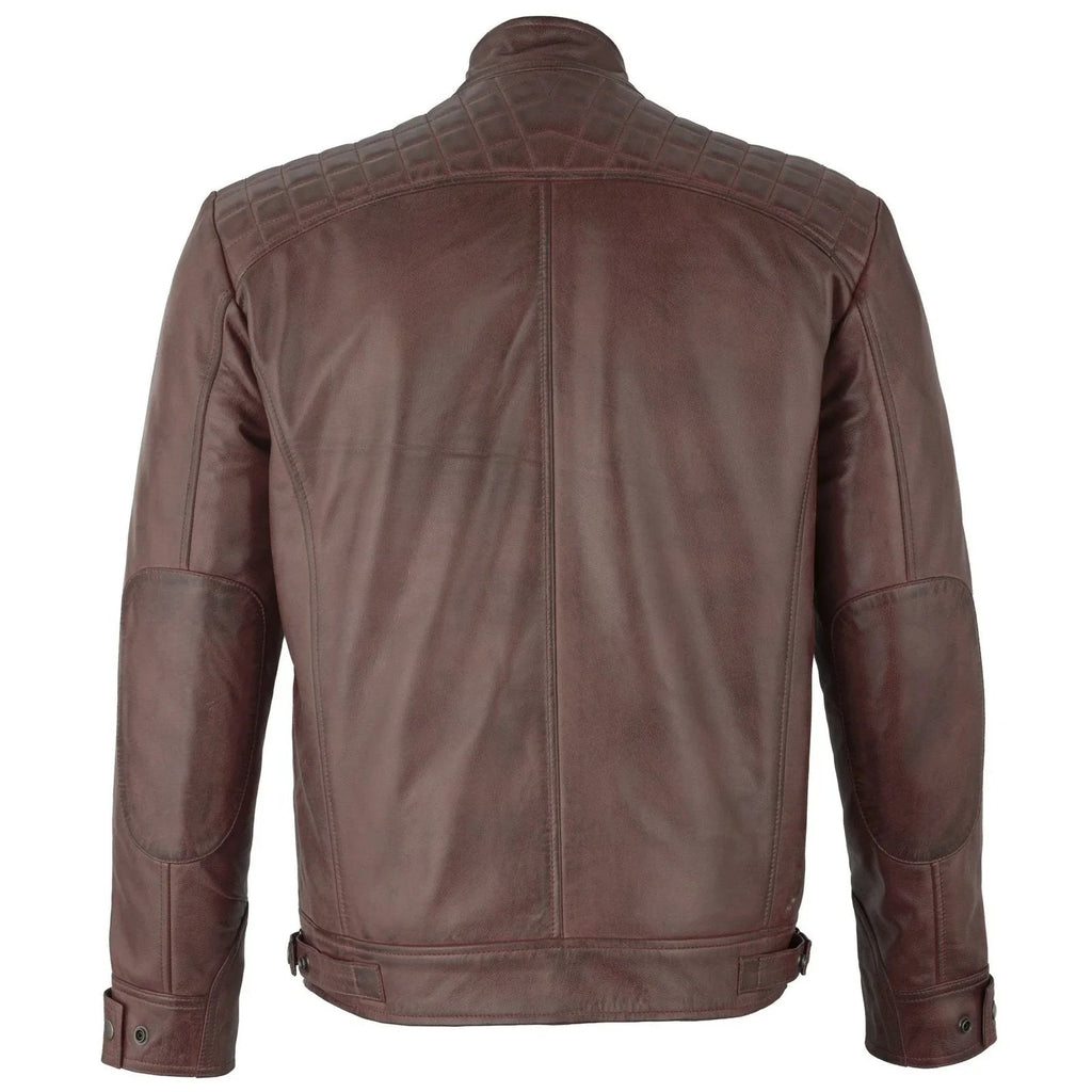 Mens Tan Diamond Leather Jacket