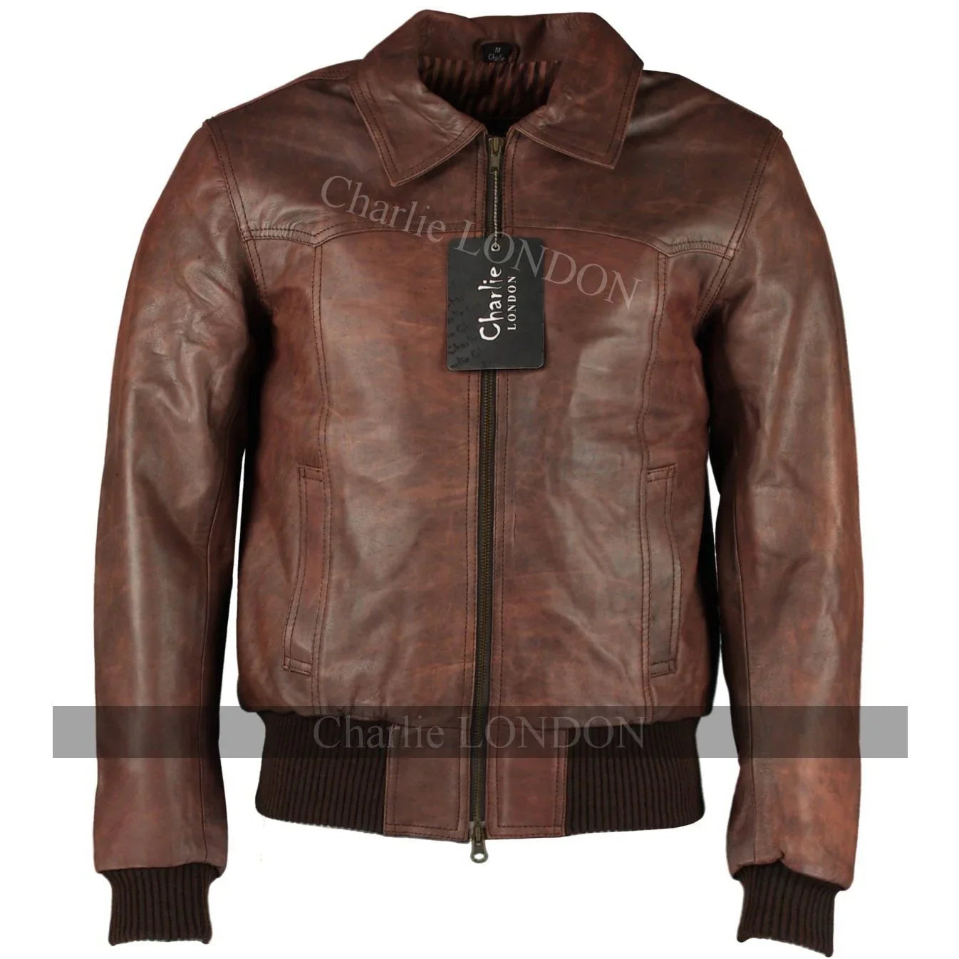 Men's The Deal Vintage Brown Bomber Leather Jacket