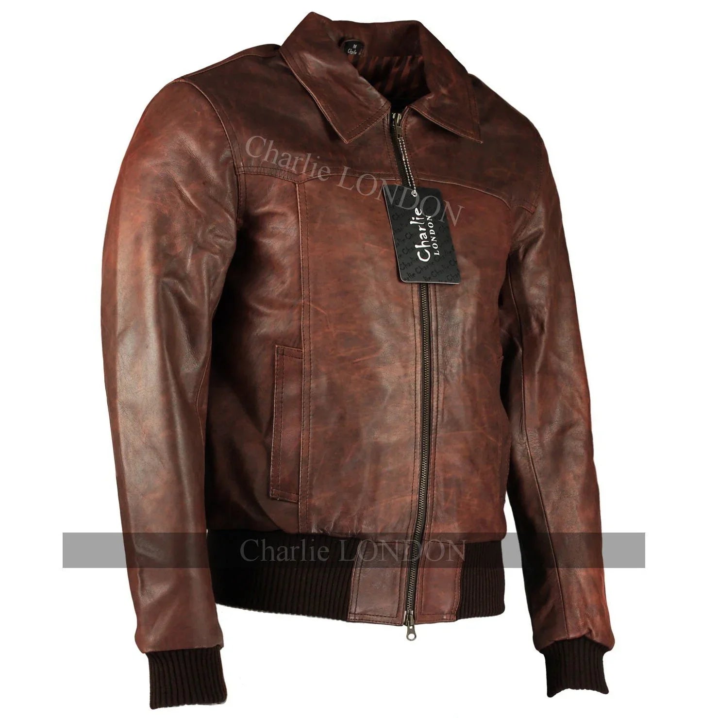 Men's The Deal Vintage Brown Bomber Leather Jacket