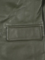 Men's Dark Green Real Leather Blazer