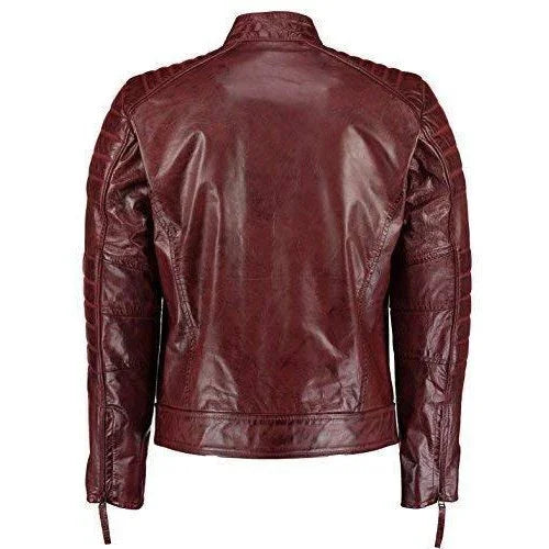 Mens Vintage Red Wine Weybridge Leather Jacket