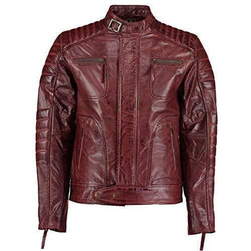Mens Vintage Red Wine Weybridge Leather Jacket