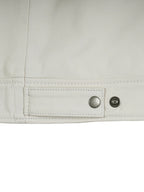 Men Off White Real Leather Harrington Jacket