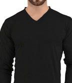 Men's Black Long Sleeve V-Neck Shirt