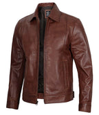 Tall Men Harrington Brown Real Leather Jacket