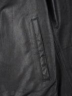 Men's Black Shirt Collar Cowhide Leather Jacket
