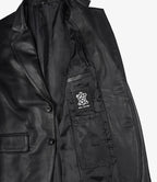 Men's Notch Lapel Two Button Black Leather Blazer Jacket