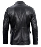 Mens Real Lambskin Black Leather Blazer