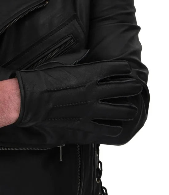 Men's Black Lined Leather Gloves