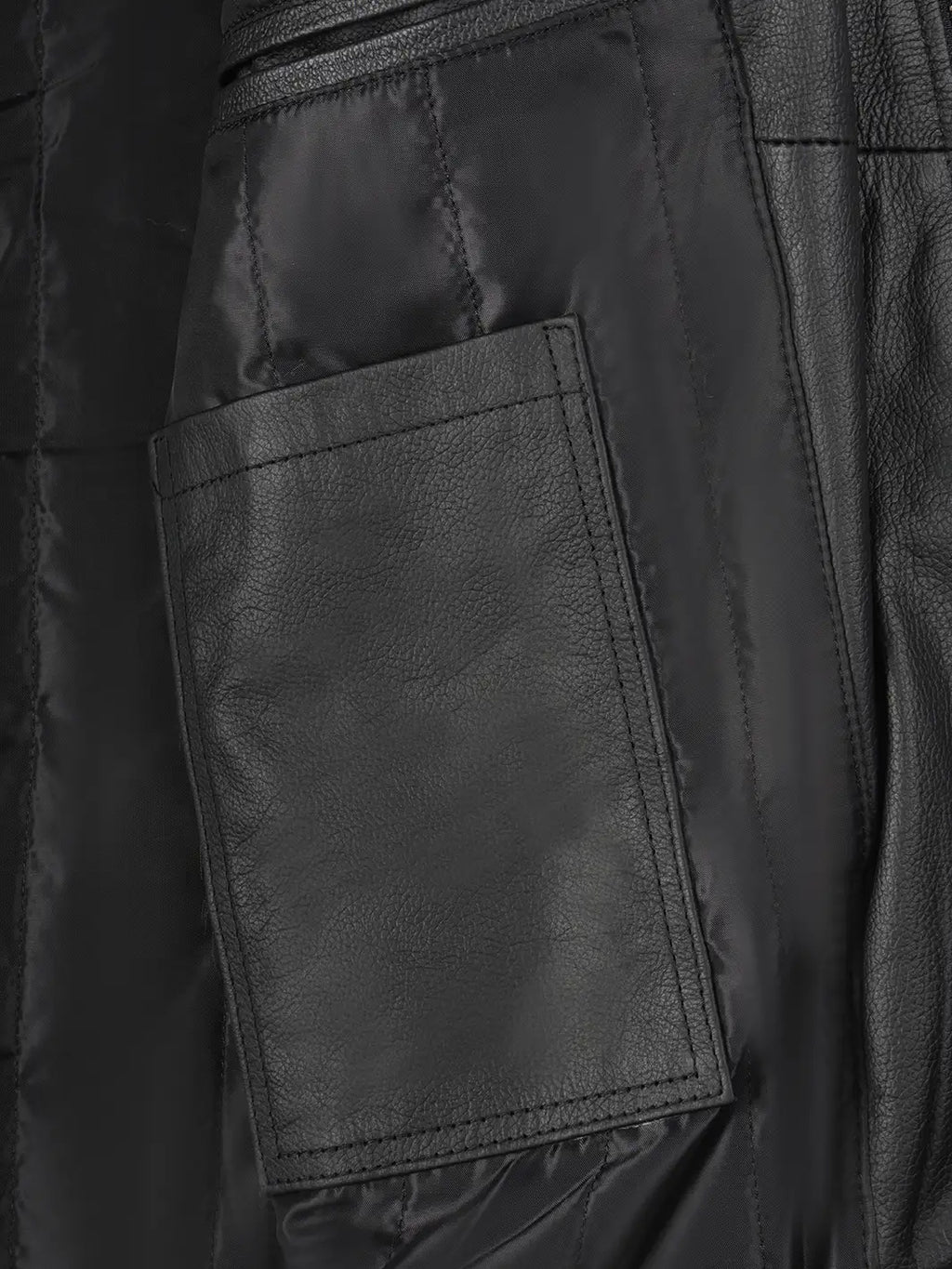 Men's Black Shirt Collar Cowhide Leather Jacket