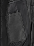 Men's Black Shirt Collar Cowhide Leather Jacket