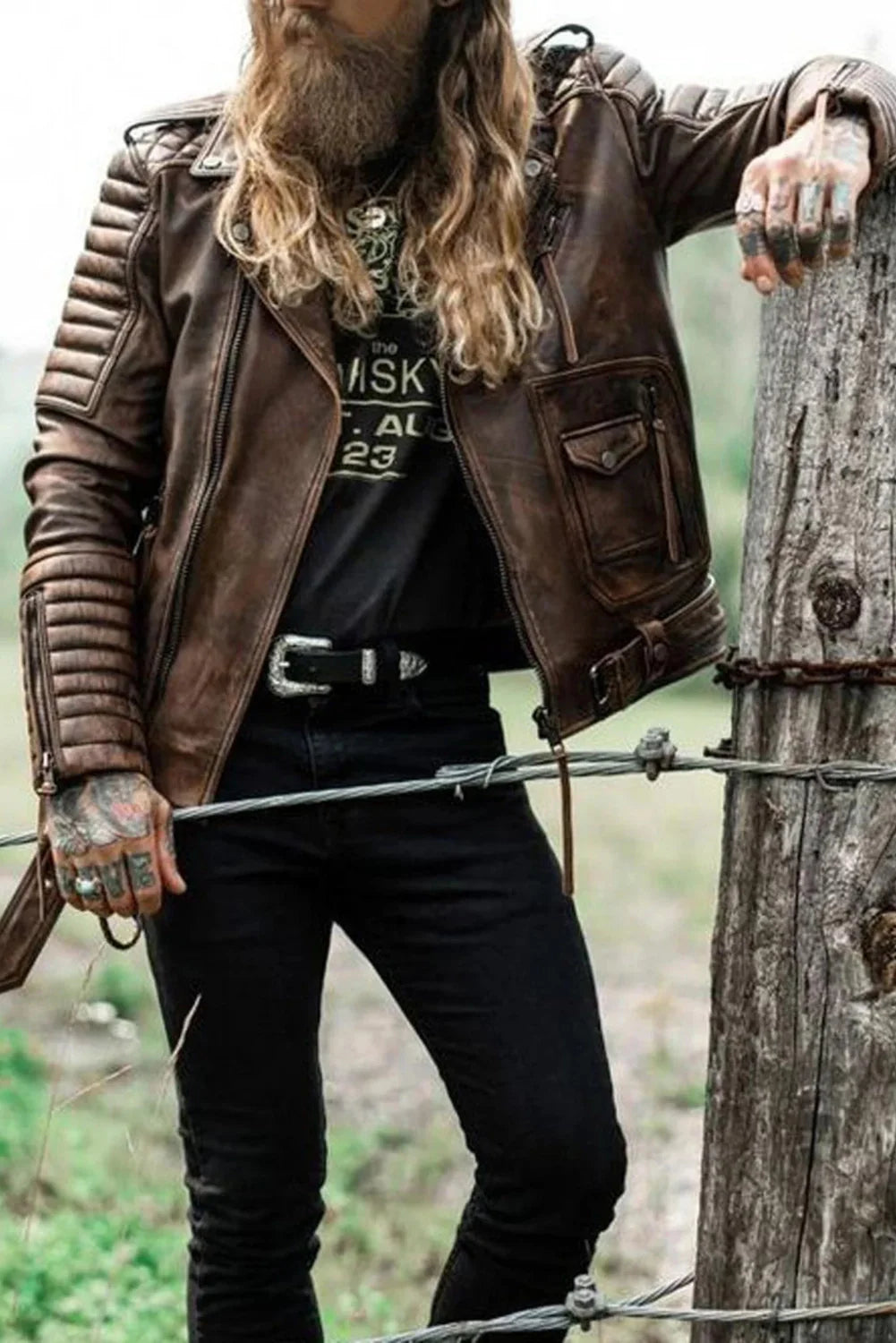 Inferno Vintage Brown Leather Biker Jacket