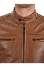 Evan Brown Leather Biker Jacket
