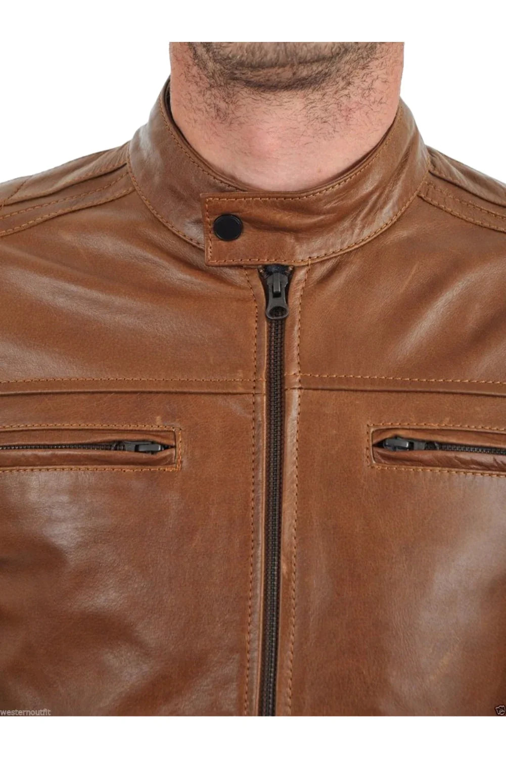 Evan Brown Leather Biker Jacket