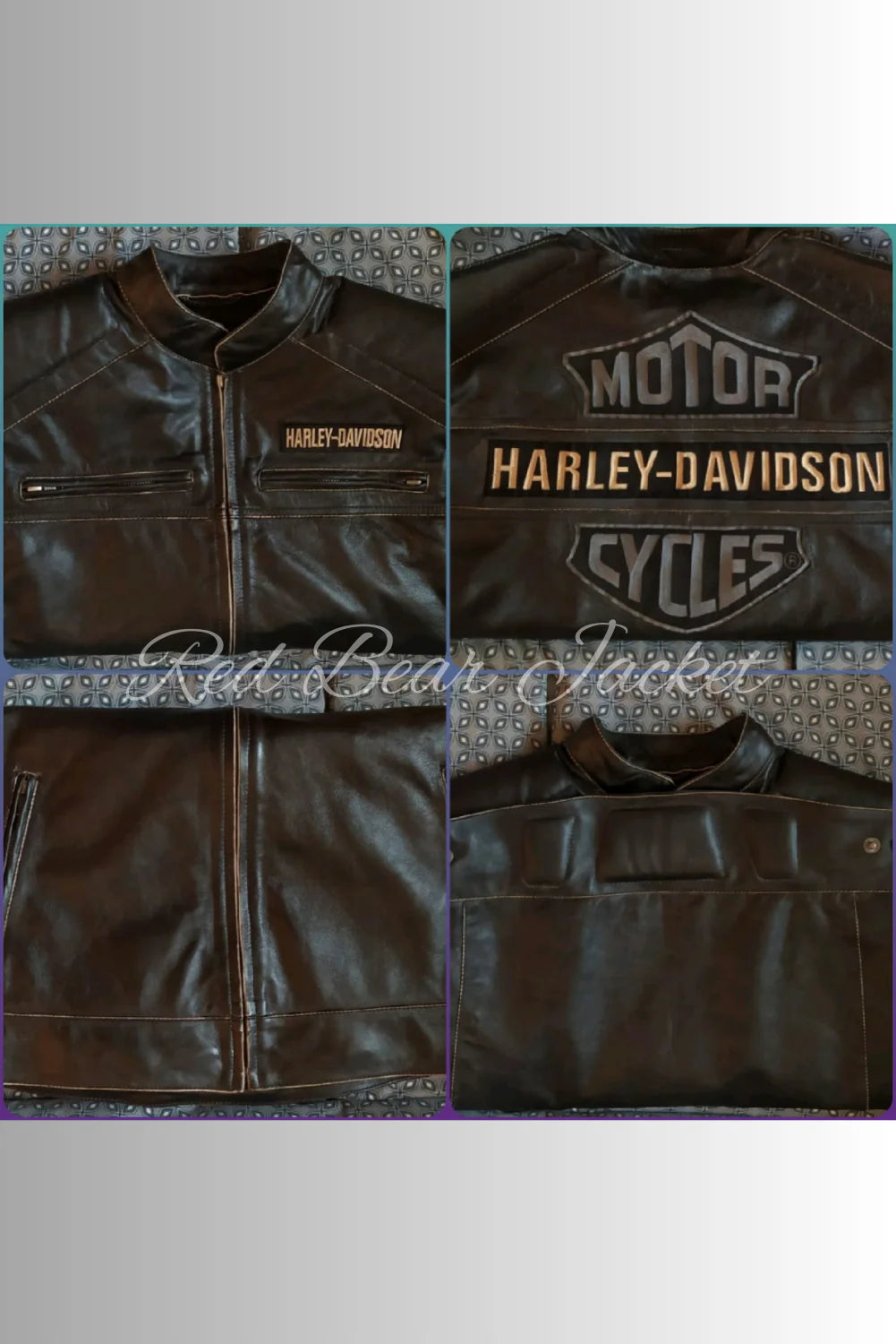 Men's Handmade Distressed HD Motorcycle Leather Vest With Embroidered Patches | Men Harley Davidson Triple Vent Passing Link Leather Vest