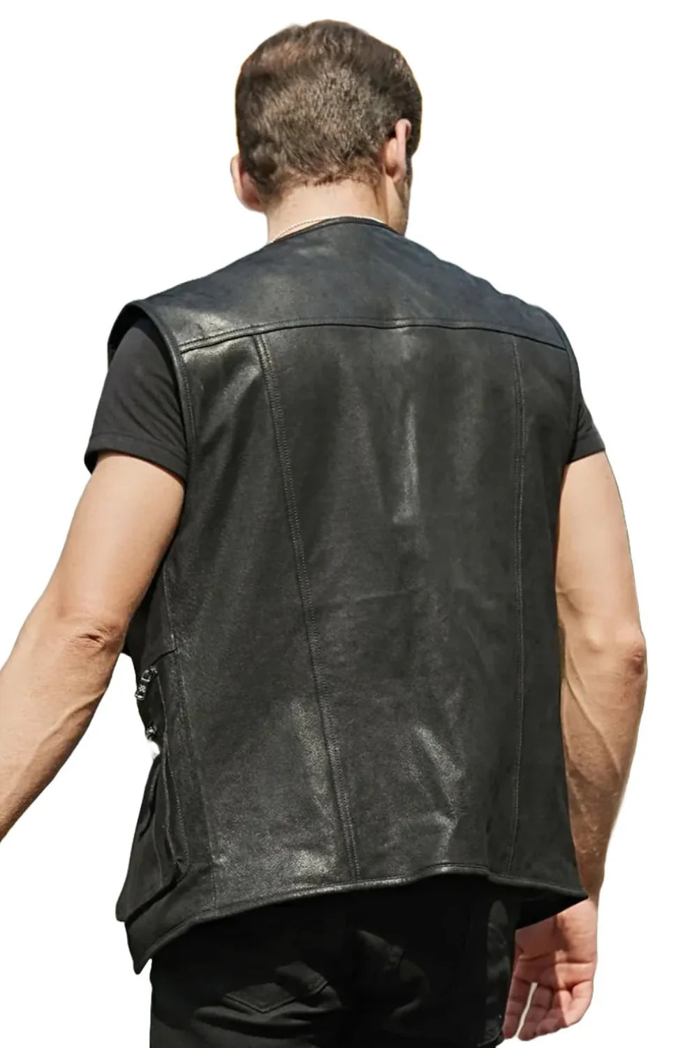 Jeremy Safari Black Leather Vest