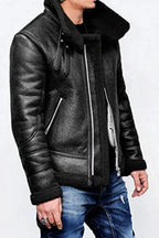 Francis B-3 Black Leather Bomber Jacket
