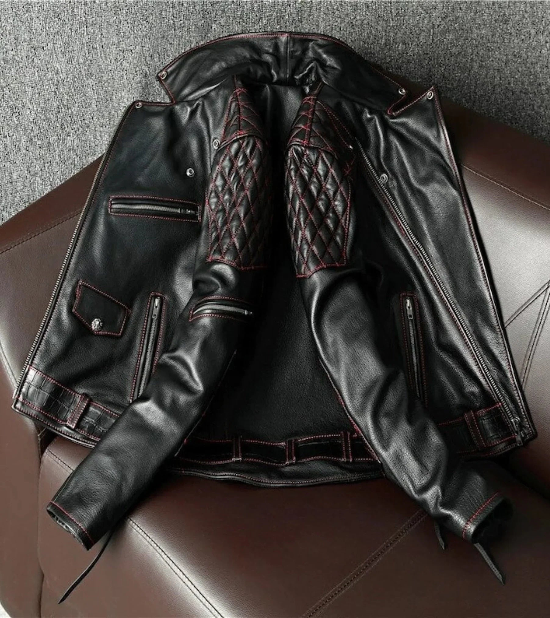 Elliot Quilted Black Leather Motorcycle Jacket